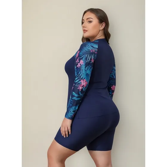 Traje De Baño Para Gorditas Tallas Grandes Manga Larga Short