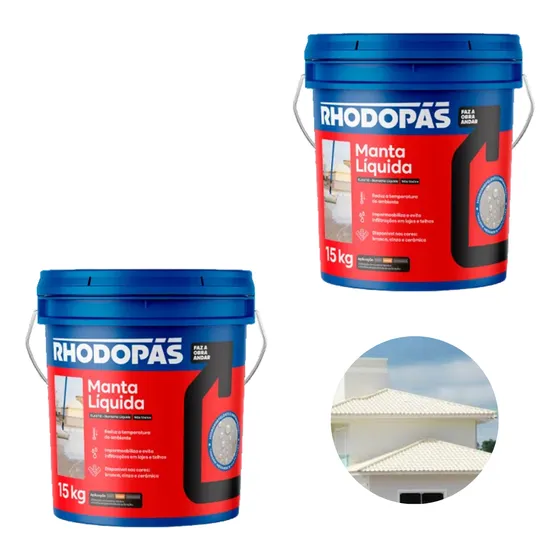 Kit C/2 Manta Liquida Rhodopas 15kg Rende Até 24mt2 Branca