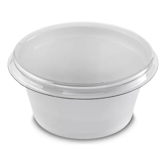 100un Potinho Molheira Pote Descartável Molho C/ Tampa 30ml Cor Branco