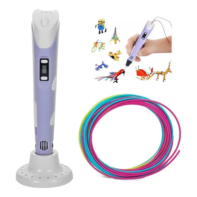 Lapiz 3d Violeta Lapicera Impresora + Filamentos De Colores