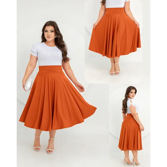 Saia Midi Estampada Maravilhosa P Ao G3 Moda Cristã