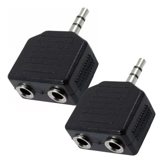 2x Plug Adaptador Duplicador Lapela Fone Ouvido P2 Duplo