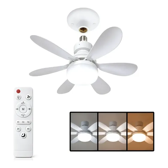 Lâmpada Ventilador Teto Branco Controle Remoto Bivolt