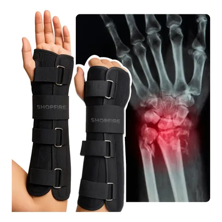 Munhequeira Tala Órtese Longa Imobilizador Mão Punho Pulso Preto P - 17cm A 19cm