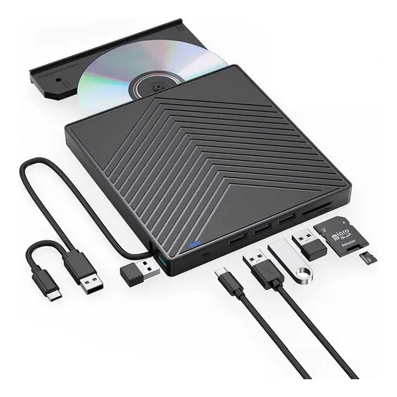 8 Em 1 Gravador Leitor Cd Dvd Externo Usb 3.0 Pc Notebook