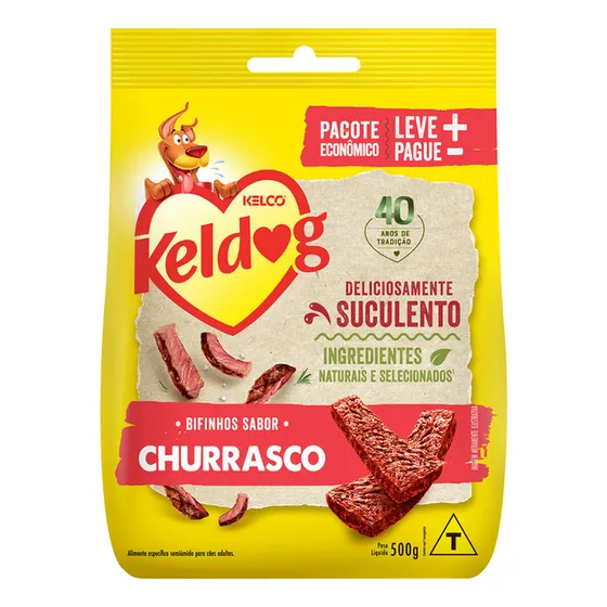 Bifinho para Cães Adultos Churrasco Keldog Criadores Sachê 500g