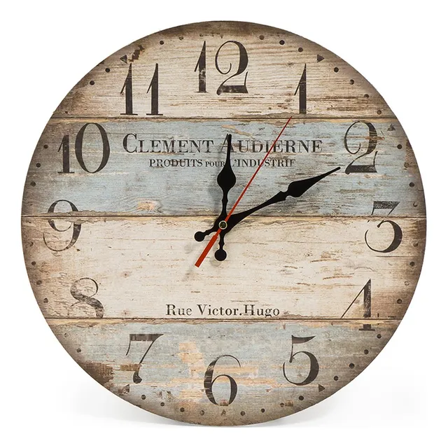Loha Home Reloj Pared Redondo Madera Vintage Silencioso 12 