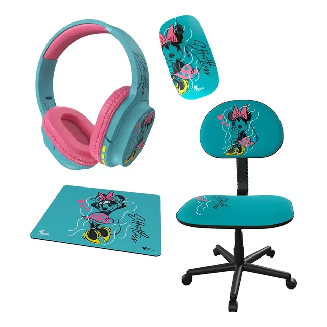 Mouse Disney Minnie + Pad + Auricular Bt Y Silla Xtech Febo