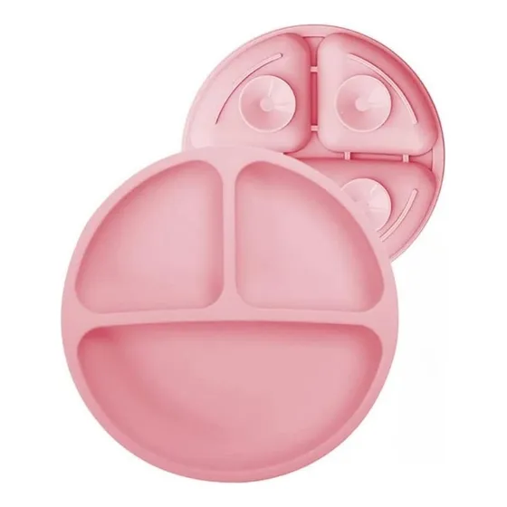 Plato De Silicona Rosa 4 Ventosas