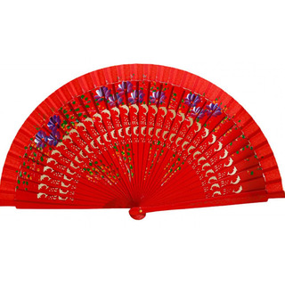 Abanico Plegable Ahuecado De Madera Con Estampado De Flores Abanico Plegable Ahuecado De Madera Con Estampado De Flores