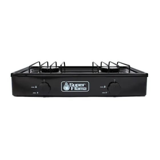Estufa De 2 Quemadores Negra De Gas Color Negro Super Flama 2q-n