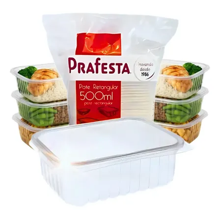 Marmita Micro-ondas Freezer 500ml Com 24 UN. Pote Fitness