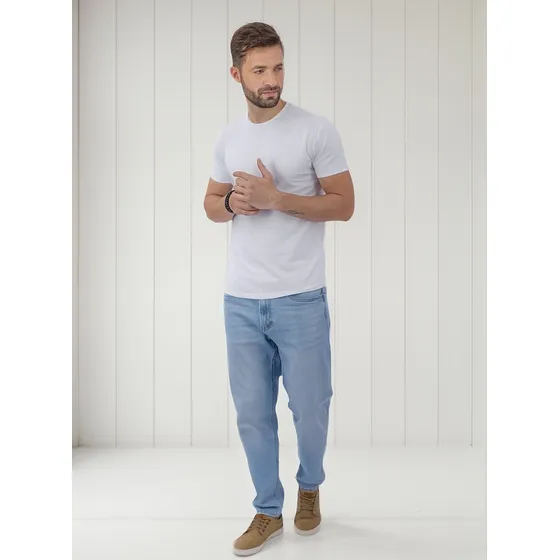 Pantalón De Jeans Recto Vintage Ufo Elvis Celeste