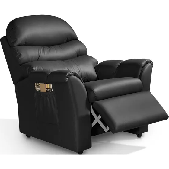 Sillon Sofa Reclinable Poltrona Butaca 3 Posiciones Recliner Color Símil Cuero PU Negro
