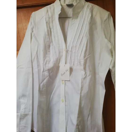Blusa Blanca Algodón Manga Larga Talla 12