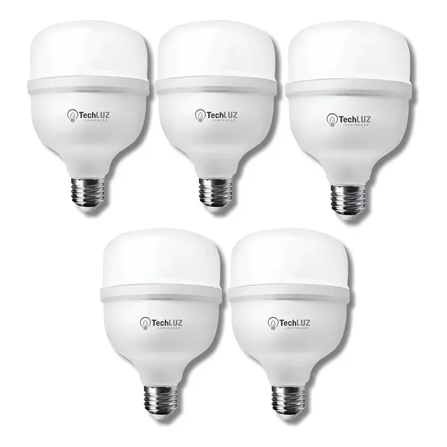 Kit 5 Lâmpadas Led 20w 6500k Bulbo Alta Potência Bivolt 127/220v Branco-frio