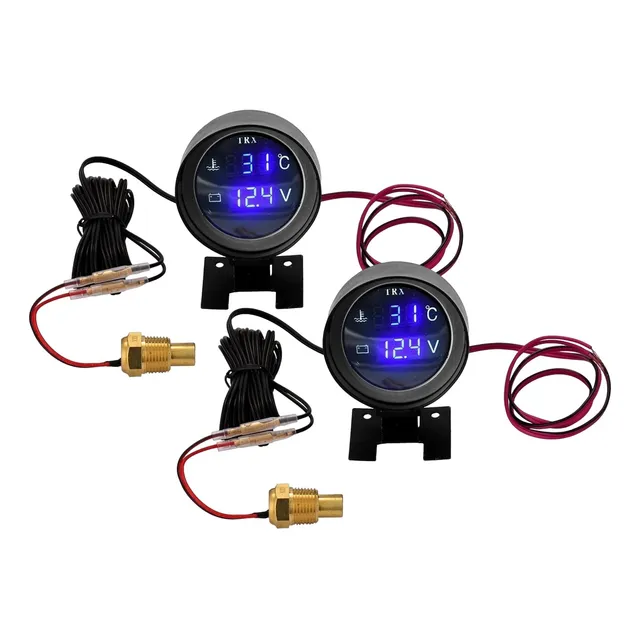 2× Voltímetro + Marcador Temperatura Automotriz Universal