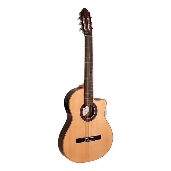 Guitarra criolla clásica Fonseca 41KEC para diestros natural brillante