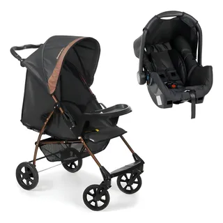 Galzerano Carrinho Bebê Romano + Bebê Conforto Preto/cobre Galzerano