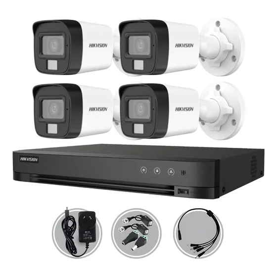Kit Seguridad Hikvision Dvr 4ch 3k + 4 Camara 5mp Dual Light
