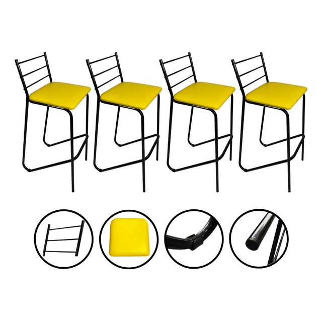 Kit 4 Banquetas Altas Modernas Bar Cozinha Gourmet Kit 4 Banquetas Altas Modernas Bar Cozinha Gourmet