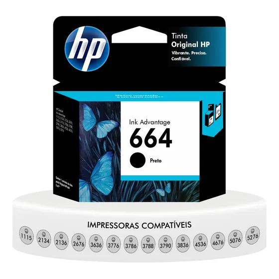 Cartucho de tinta preta HP Advantage 664 de 2 ml