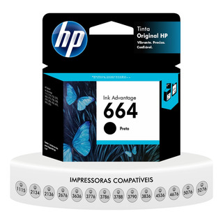 Cartucho De Tinta Preta Hp Advantage 664 De 2 Ml Cartucho De Tinta Preta Hp Advantage 664 De 2 Ml