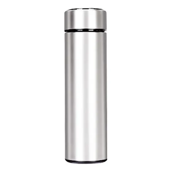 Garrafa Térmica De Inox Com Termômetro 500ml Garrafinha Cor Garrafa Térmica Termômetro Cinza