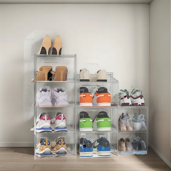 Caja Organizadora De Zapatos Set X4 Casatua Apilables Firmes Color Blanco
