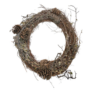 Corona De Ramas Y Piñas Naturaleza Preserva 40 Cm Decoración Corona De Ramas Y Piñas Naturaleza Preserva 40 Cm Decoración