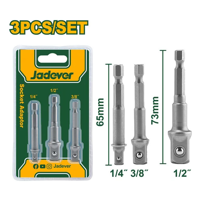 Kit De Adaptadores De Dados Dado Hexagonal 3pzs 1/4 3/8 1/2