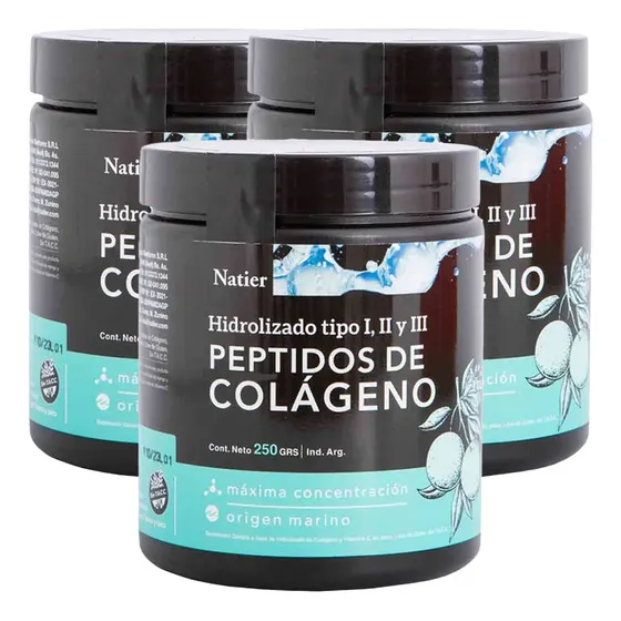 Pack 3 Natier Péptidos De Colágeno Hidrolizado En Polvo