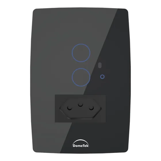 Interruptor Touch 20a Inteligente 2 Botões+tomada Preto