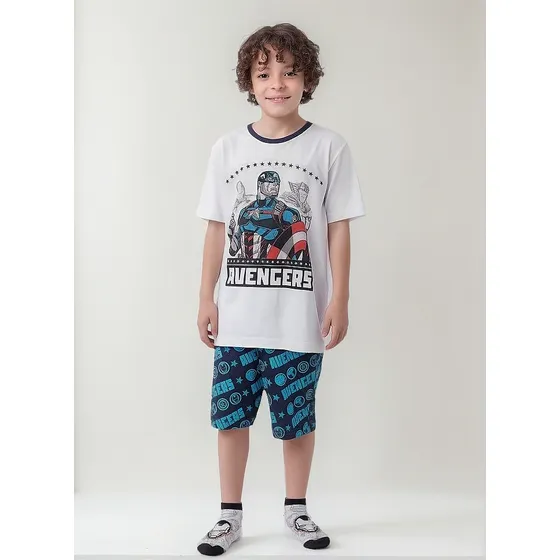  Pijama Jersey Marvel Limos_avengers Blanco Azul