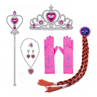 Princesa Set Corona Cetro Trenza Anill Collar Guante Cosplay Princesa Set Corona Cetro Trenza Anill Collar Guante Cosplay