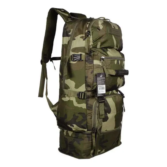 Mochila Camping Camuflada Expansiva 70 Litros Keuven Cor Verde