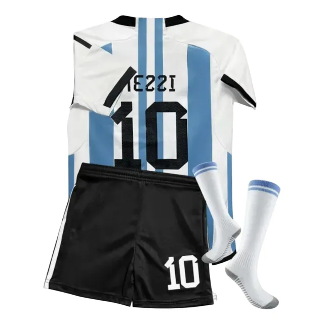 Conjunto Niño Messi 10 Camiseta+short+calceta 5-6 Años Celeste