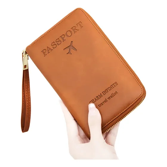 Portapasaportes Portadocumentos Cuero Impermeable Con Rfid