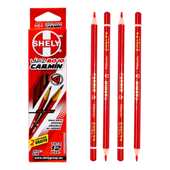 Lápices Shely Rojo Carmín Caja Con 12 Piezas