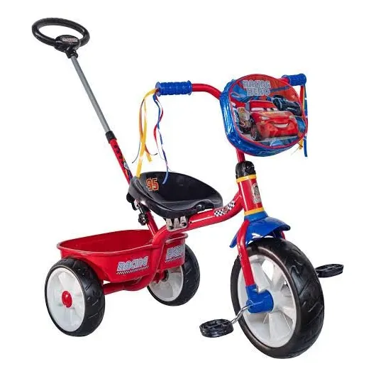 Triciclo Apache Cars Cajuela Con Baston Reforzado Rojo