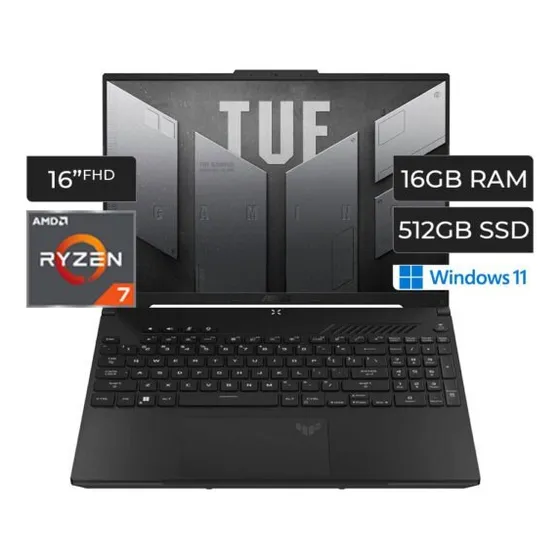 Laptop Asus Tuf A16 Ryzen 7 7th/16gb/512gb/rx7700s 8gb