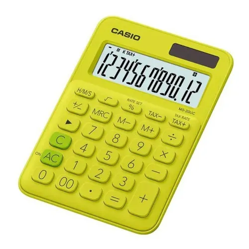 Calculadora de escritorio compacta Casio MS20uc de 12 dígitos, color verde lima