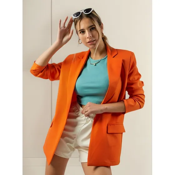 Blazer De Bengalina Largo Sastrero