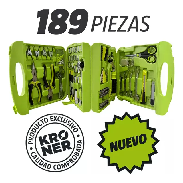Kit Juego De Herramientas Dados Y Llaves De 189 Pzas Kroner