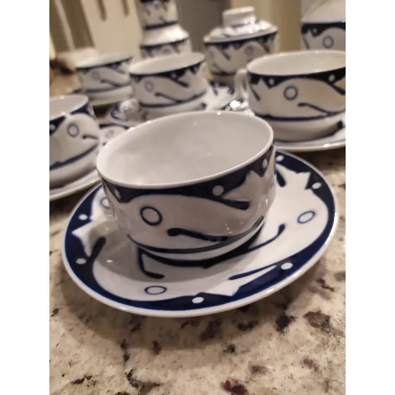 Juego De Tazas De Cafe O Castro Españolas Pintadas A Mano