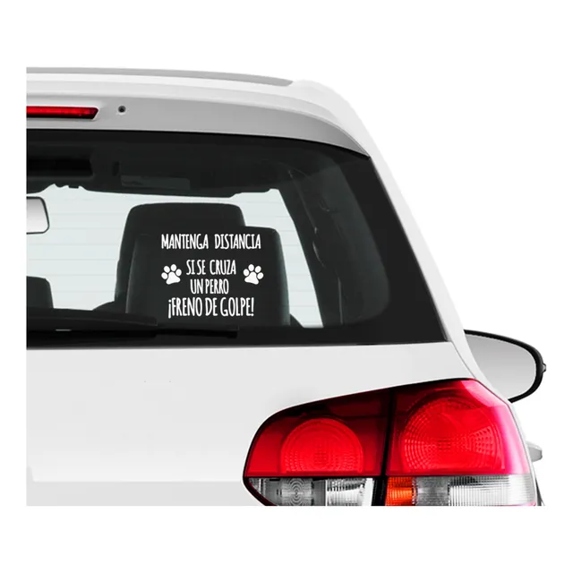 Vinilo Auto Mantenga Distancia Perro Calco Animales Sticker