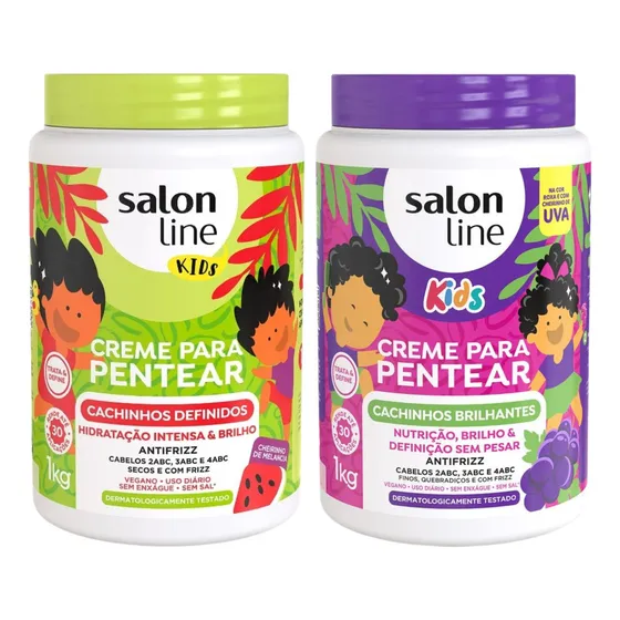 Kit Creme Para Pentear Salon Line Kids Melancia + Uva 1kg