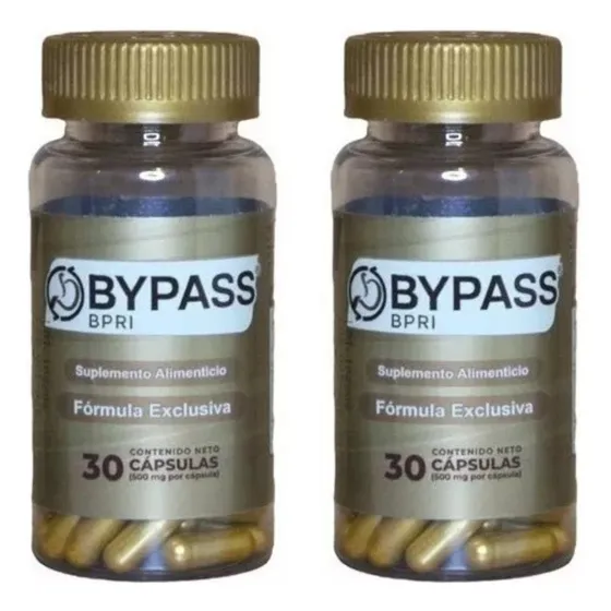 Bypass 30 Cap Inhibidor De Apetito 100% Natural Pack 2