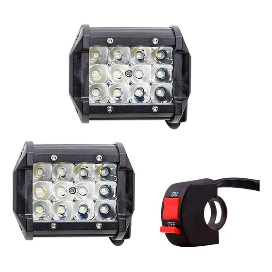 2 Faros Auxiliares 12 Led Cree 36w Moto 100% Aluminio +tecla