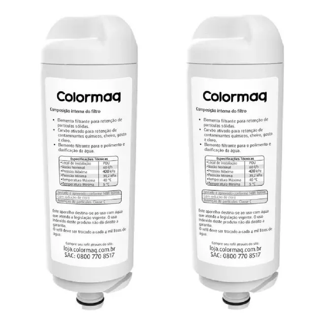 Kit 2 Unidades Refil Filtro Purificador Acqua Colormaq